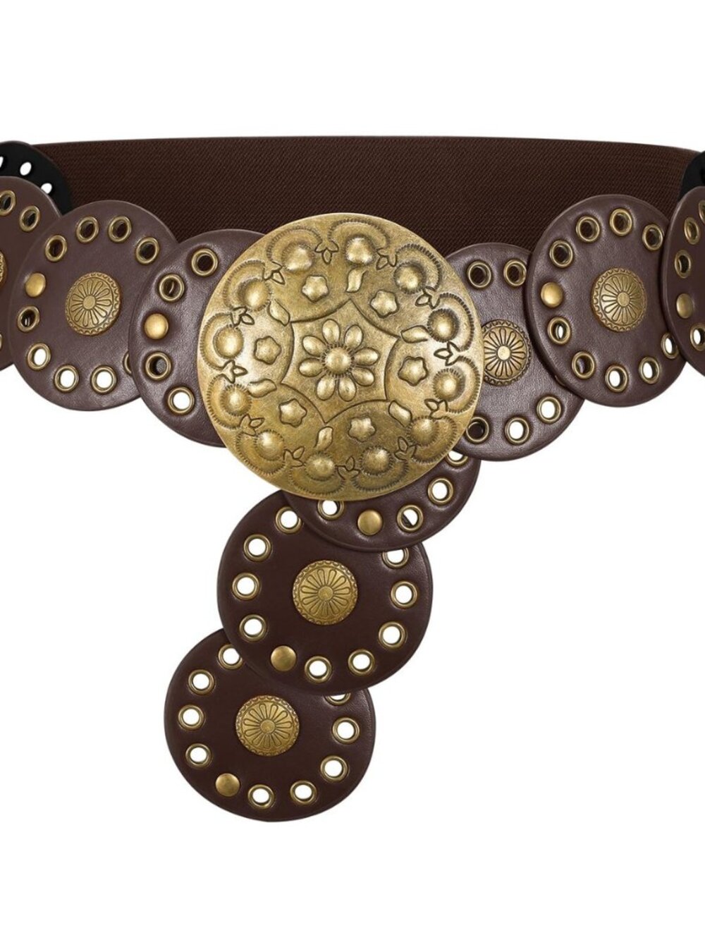 Western Boho Chunky Cowgirl Disc Belt for Women Circle Country Concho Big Wide